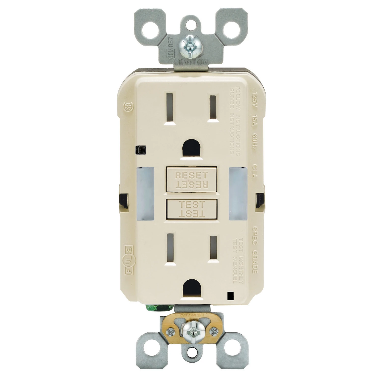 Leviton 15 amps 125 V Duplex Light Almond GFCI Outlet 5-15R 1 pk