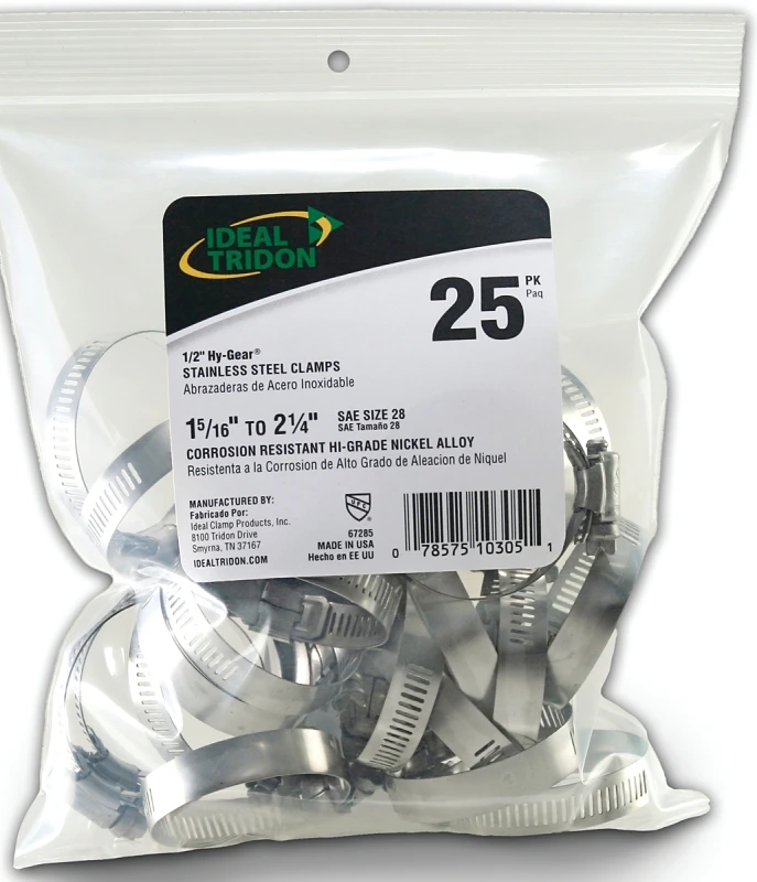 Ideal Tridon Hy Gear 1-5/16 in to 2-1/4 in. SAE 28 Silver Hose Clamp Stainless Steel Band
