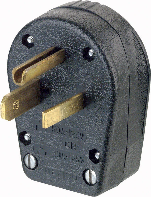 Commercial Thermoplastic Ground/straight Blade Plug 5-30p/5-50p 14-6 Awg 2 Pole 3 Wire