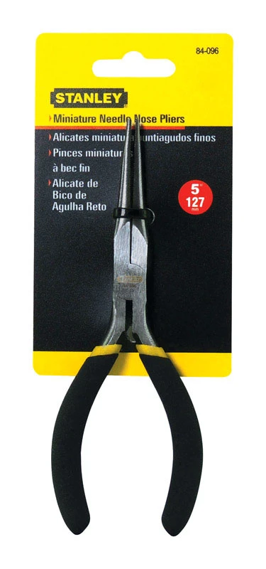 5 In. Steel Needle Nose Pliers, Model 84-096, Black/yellow, 1 Pk