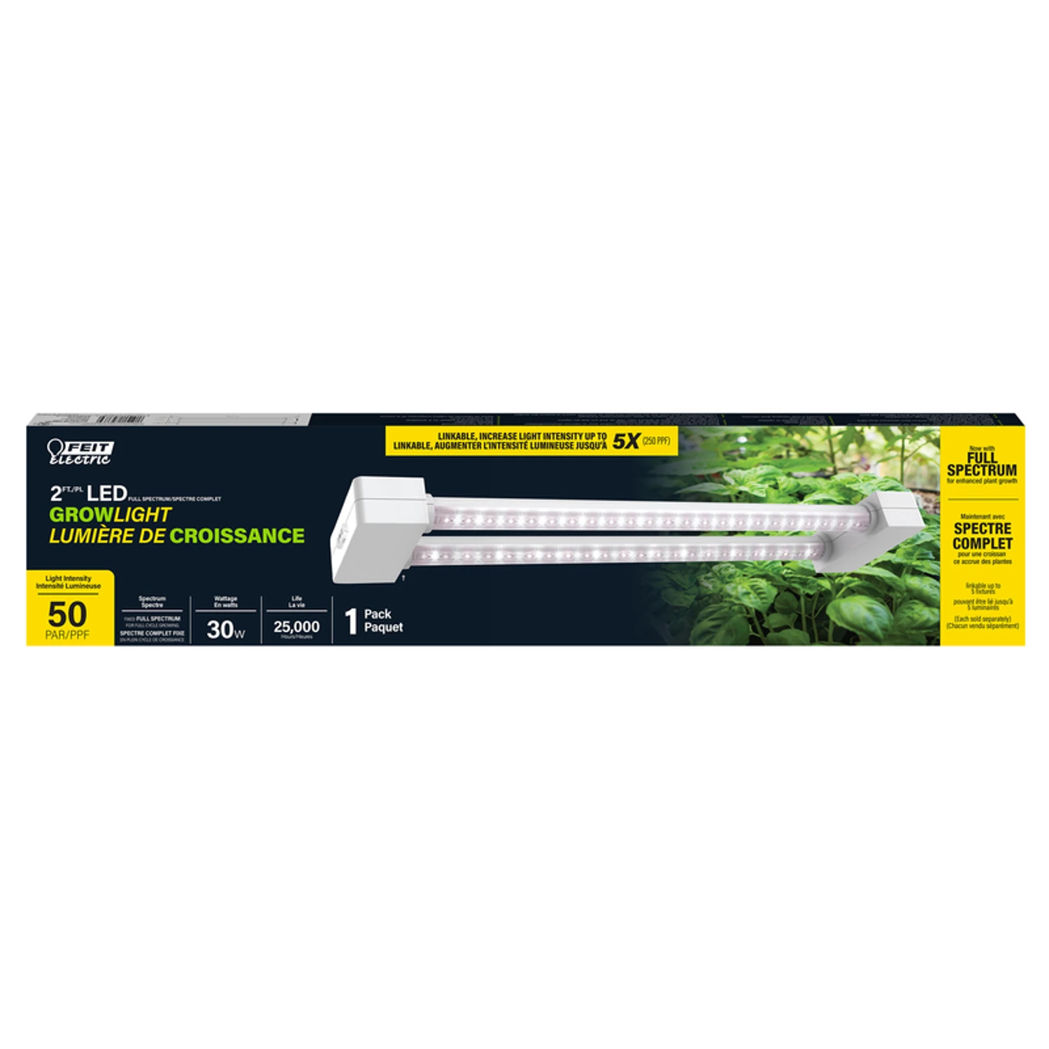 30 Watt Full Spectrum Led Grow Light 2 Ft Linkable Fixture