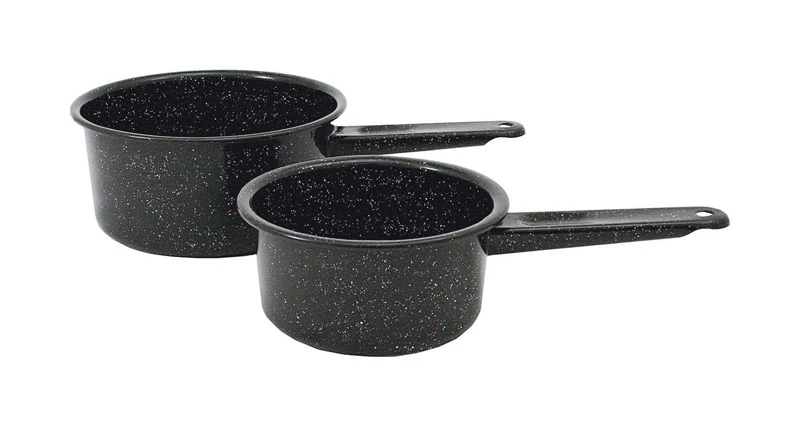 Ceramic Over Steel Sauce Pan Set Black - 2 Piece Cookware Set