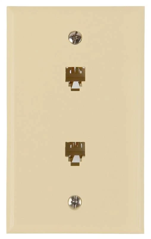 Tw1002da Almond Duplex Telephone Wallplate, 2-gang Flush Mount Design