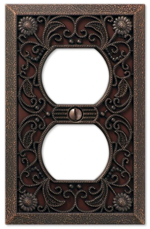 Filigree Aged Bronze Cast 1 Gang Duplex Wall Plate