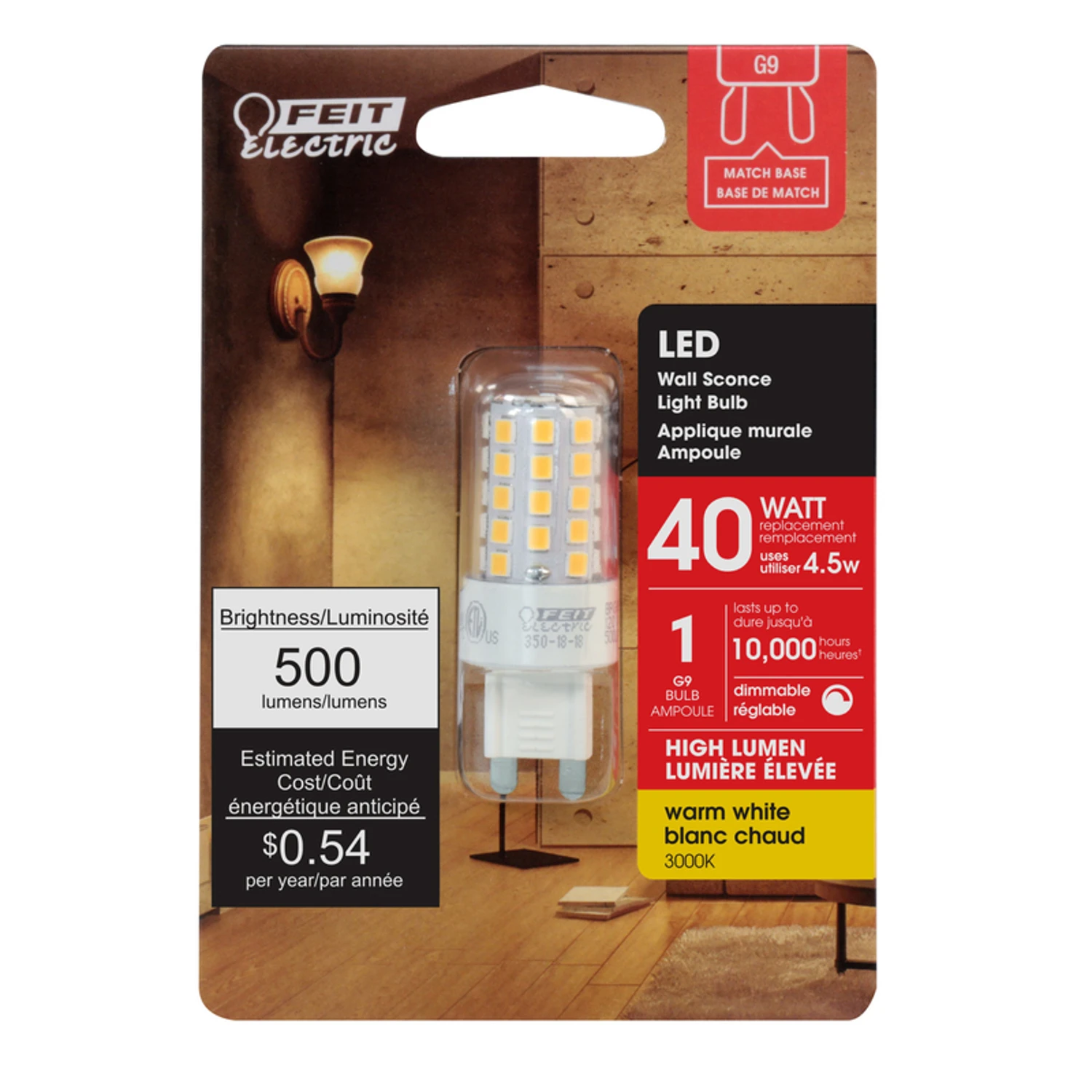 40-Watt Equivalent Warm White (3000K) G9 Bi-Pin LED Light Bulb