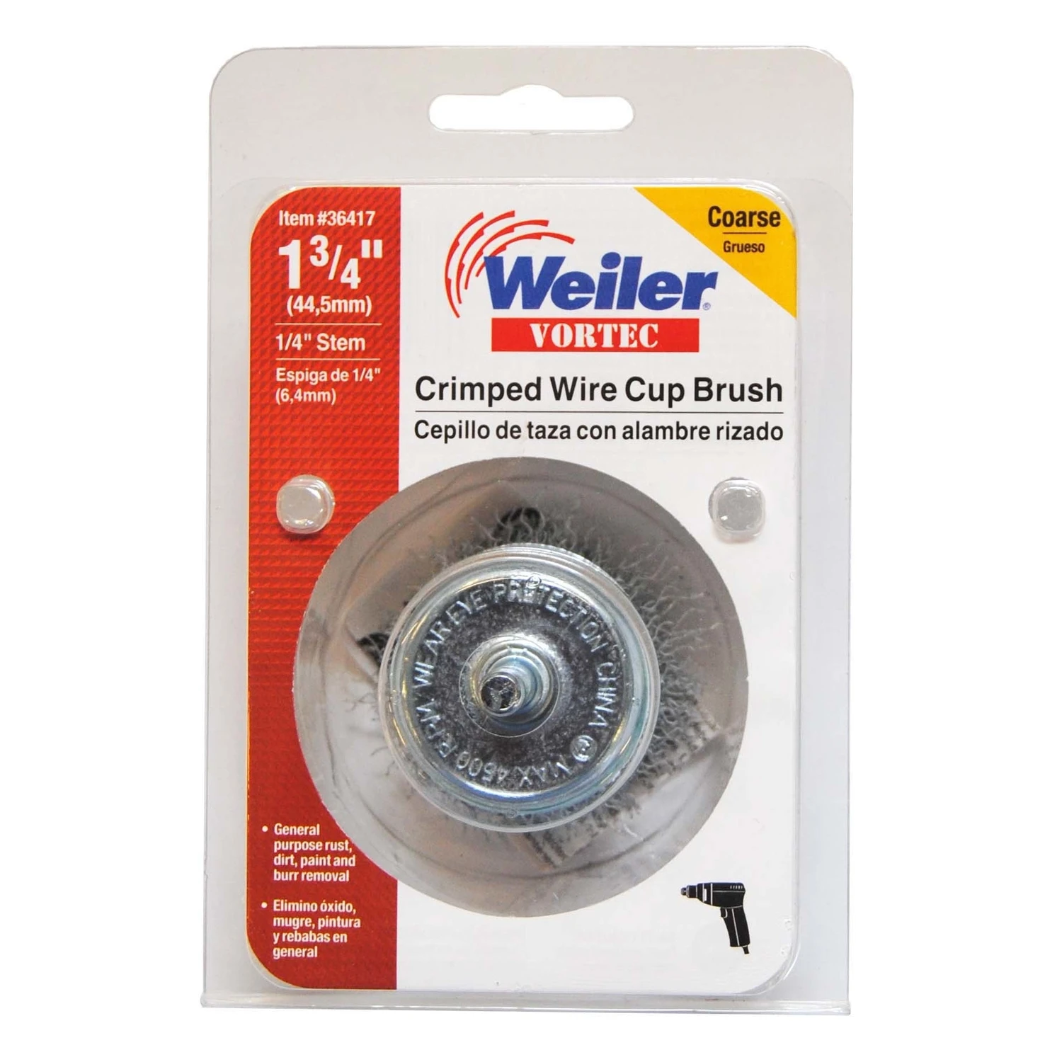 Vortec 1-3/4 In. Coarse Steel Crimped Wire Cup Brush 4500 Rpm Model 36417