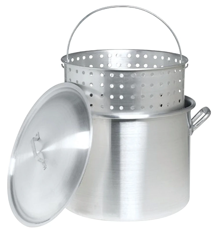 80 Qt Aluminum Stock Pot With Lid And Perforated Basket Model 8000