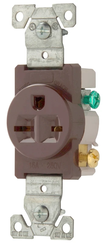 816b-box 15a 250v Single Outlet, Brown, Nema 6-15r