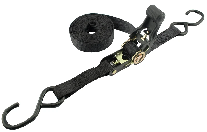 1" X 15' Ratchet Strap Tie Down 1200 Lb Heavy Duty Black