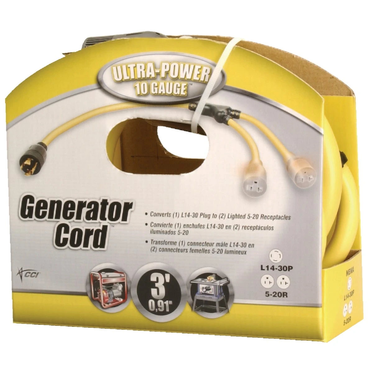 Ultra-power 3 Ft. 10/4 Generator Cord With Y Adapter