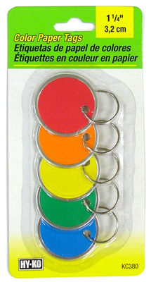 Hy-Ko Colored Paper Tags With Split Key Ring - Model Kc380 Hy-Ko Colored Paper Tags With Split Key Ring - Model Kc380