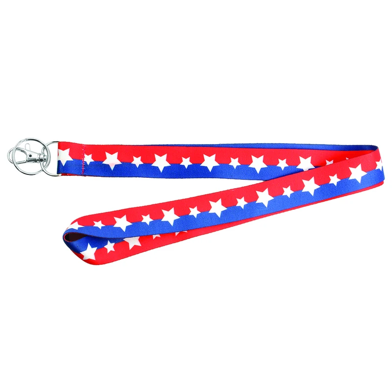 Red White Blue Stars Lanyard 1 In Clip 18 In Length