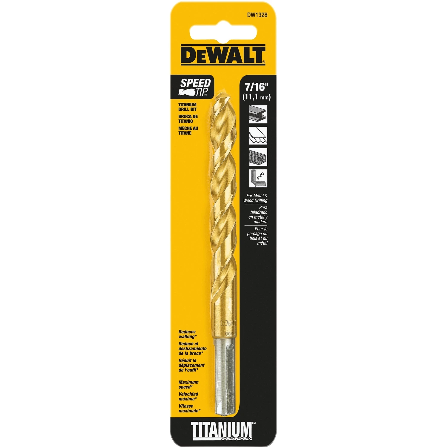 7/16 In. X 5-1/2 In. L High Speed Steel Titanium Split Point Drill Bit
