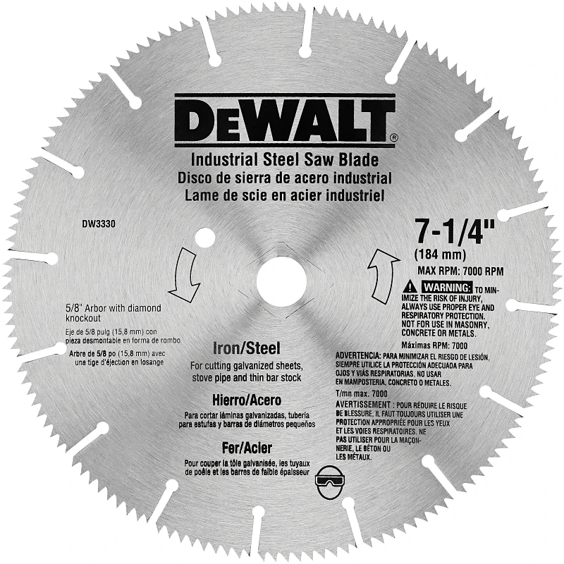 7-1/4 In. Steel & Iron-cutting Circular Saw Blade, Model Dw3330