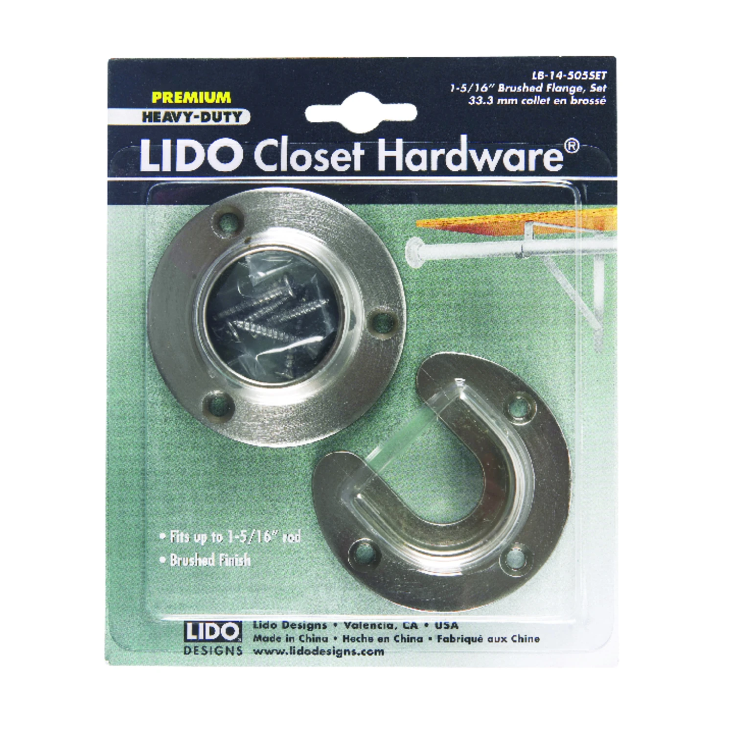 Lido 1-5/16 in. D Brushed Steel Closet Flange Set Lido 1-5/16 in. D Brushed Steel Closet Flange Set