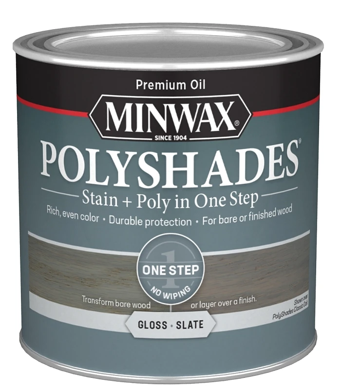 Polyshades Stain and Polyurethane Finish Gloss Slate Color 0.5 Pint