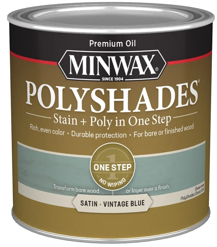 Polyshades Semi-transparent Satin Vintage Blue Oil-based Stain/polyurethane Finish 0.5 Pt