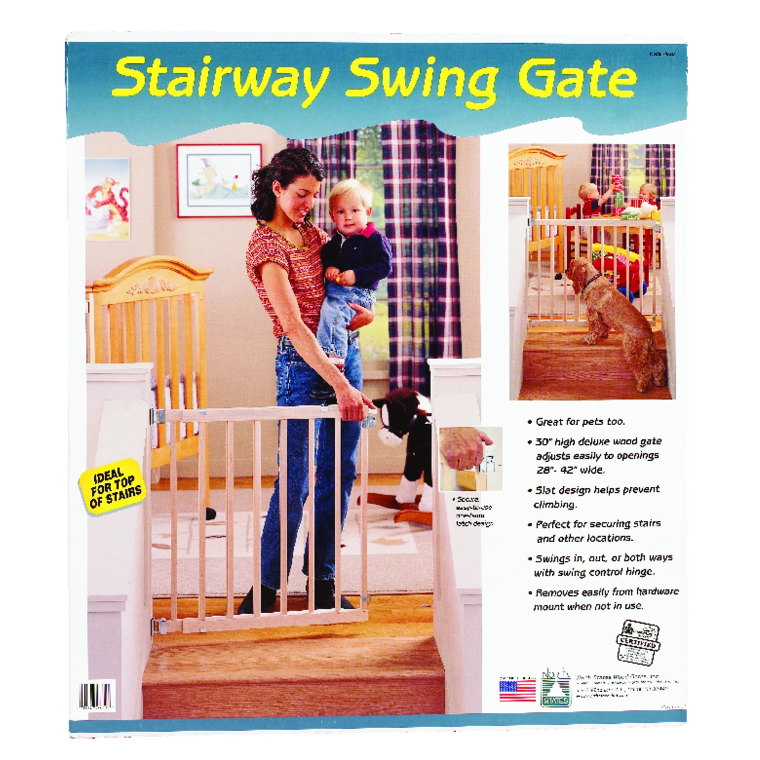 White 30 In. H X 28-42 In. W Wood Child Safety Gate