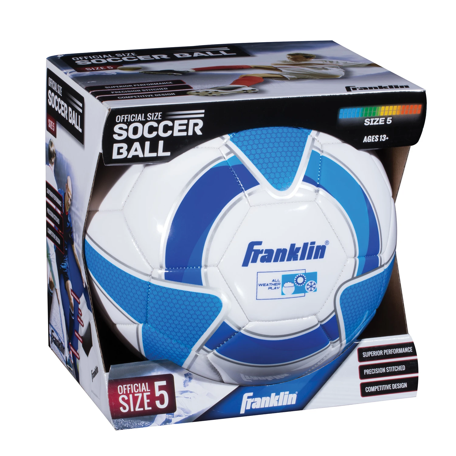 Size 5 Soccer Ball - Official Size, Synthetic Leather, Assorted Colors