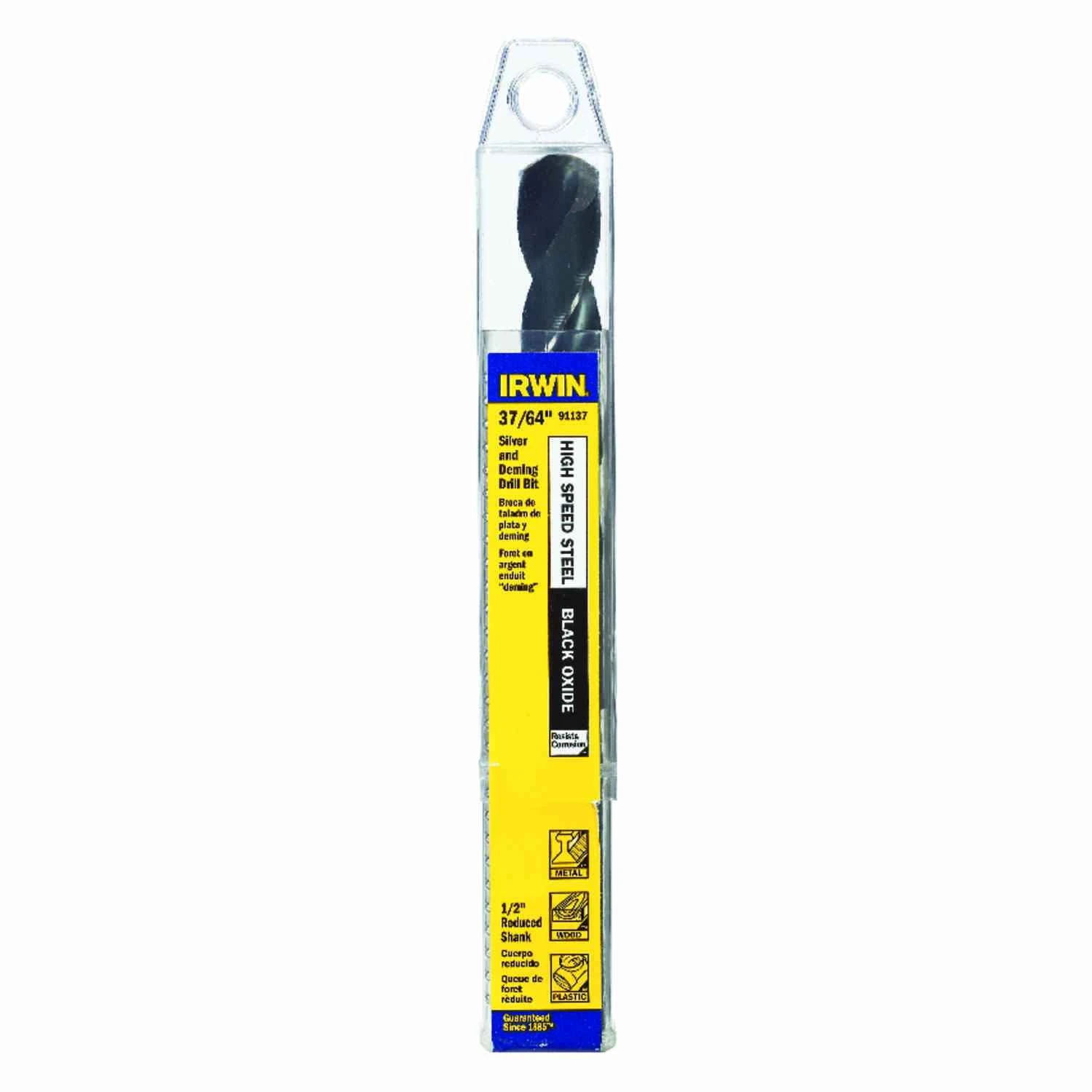 37/64 In. X 6 In. L High Speed Steel Drill Bit With Straight Shank
