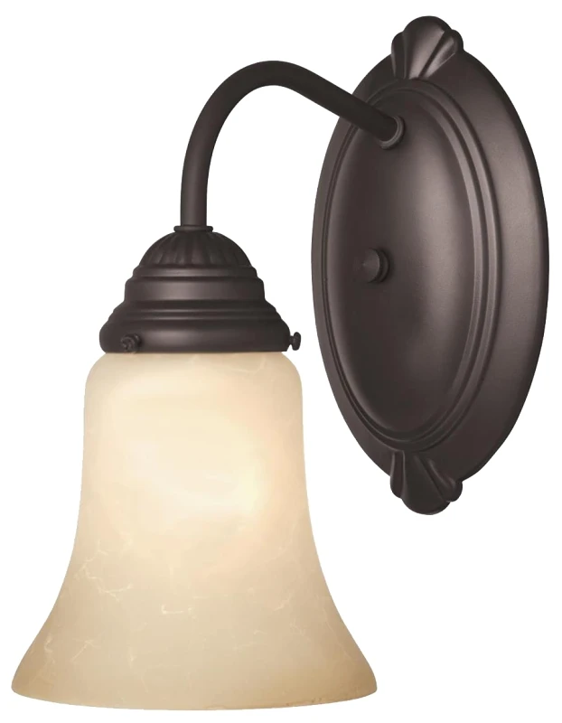 Indoor Wall Light Fixture with Oil Rubbed Bronze Finish and Aged Alabaster Glass, 60 Watt, 5.8 by 9 Inches