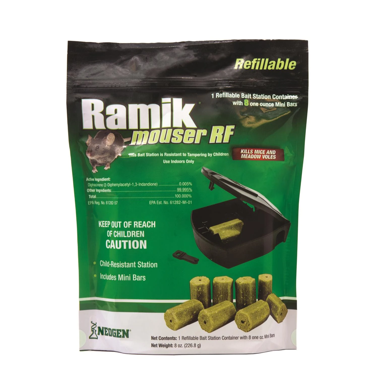 Mouser Rf Refillable Mouse Bait Station With 8 Mini Bars, 1 Oz Each, Epa Compliant
