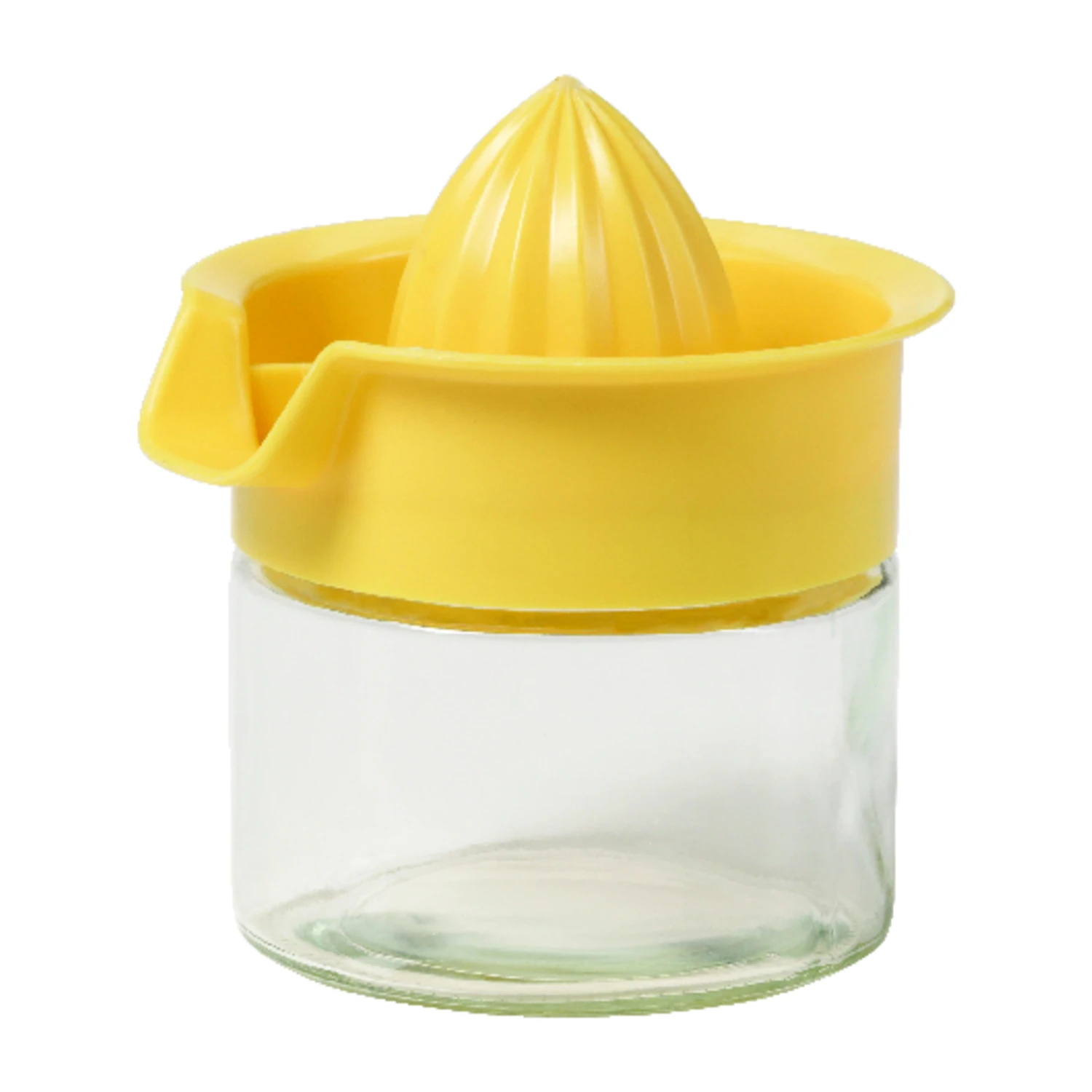 Gemco 16 Oz. Manual Citrus Juicer With Clear Glass And Yellow Plastic Top