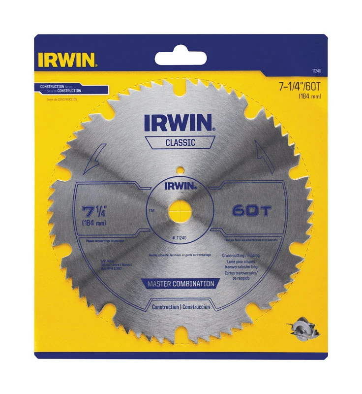 Irwin Steel 7-1/4 In. 60-Tooth Ripping/Crosscutting Circular Saw Blade