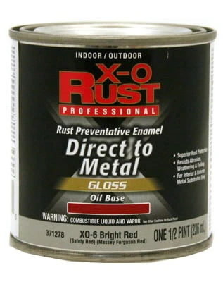 Premium Ant-rust Oil-base Enamel, Bright Red Gloss, 1/2-pint - Xo6-hp