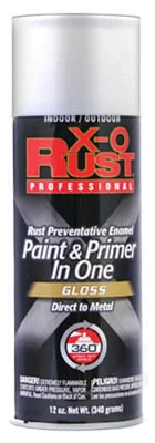 Anti-rust Enamel Spray Paint & Primer, Gloss White, 15 Ounce - X-o Rust