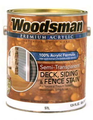 Woodsman Deck, Siding & Fence Stain, Acrylic, Semi-Transparent Neutral Base, 1 Gallon