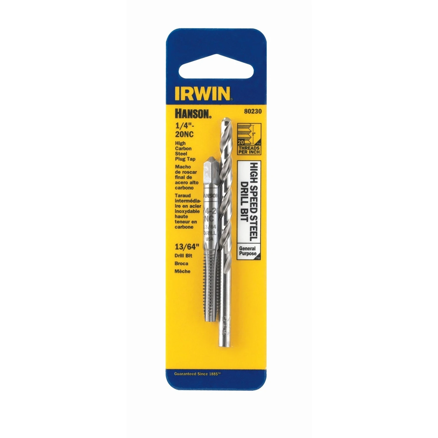 Hanson Steel Sae Drill And Tap Set 13/64 In. 1/4 In.-20nc 2 Pc