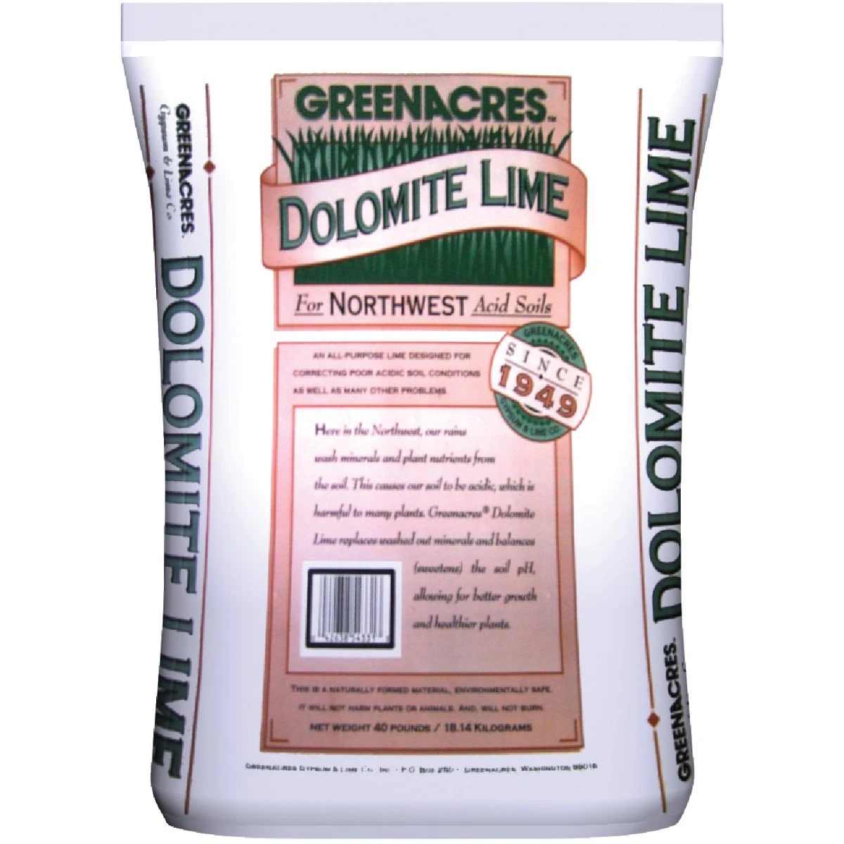 Dolomite Lime Agricultural Soil Conditioner and pH Adjuster 40 Pound Bag