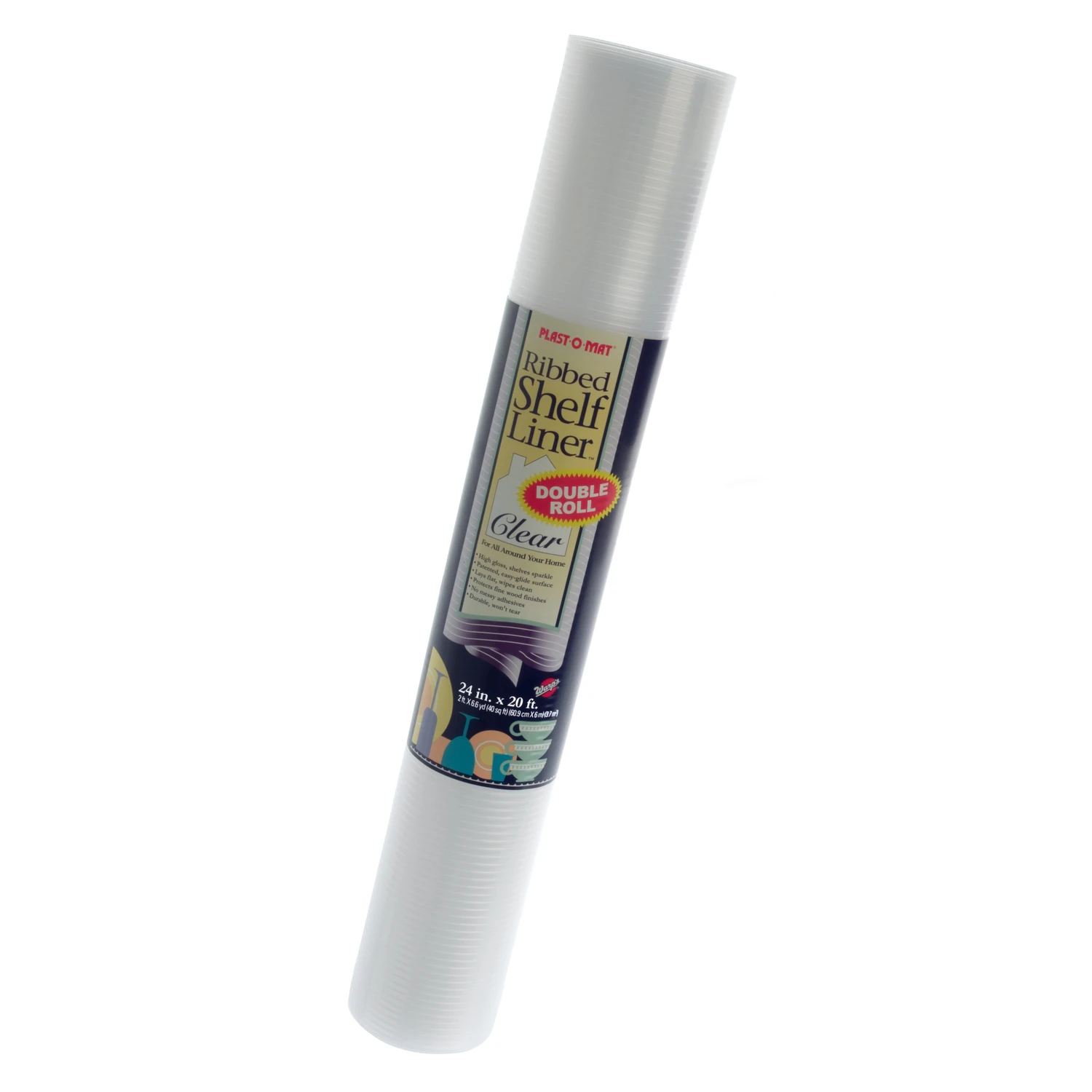 Plast-o-mat 24 In. X 20 Ft. Clear Ribbed Non-adhesive Shelf Liner