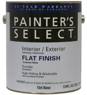 Acrylic Latex Paint, Interior/Exterior, Flat Tint Base, 1 Gallon