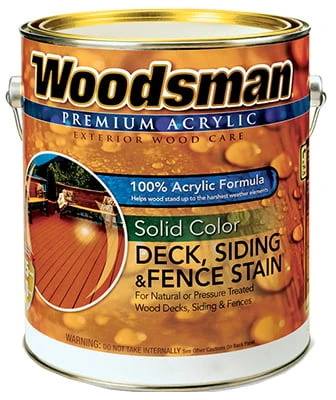 Woodsman Deck Stain, Acrylic Latex, Solid White, 1 Gallon