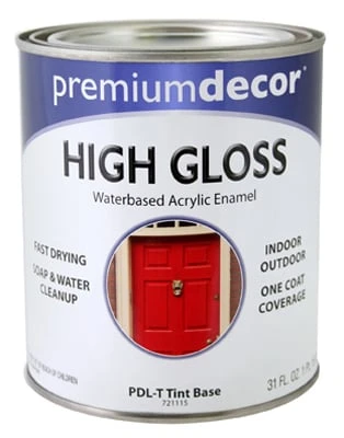 Premium Decor Tint Base Enamel Paint, Quart, Gloss Finish, Waterborne