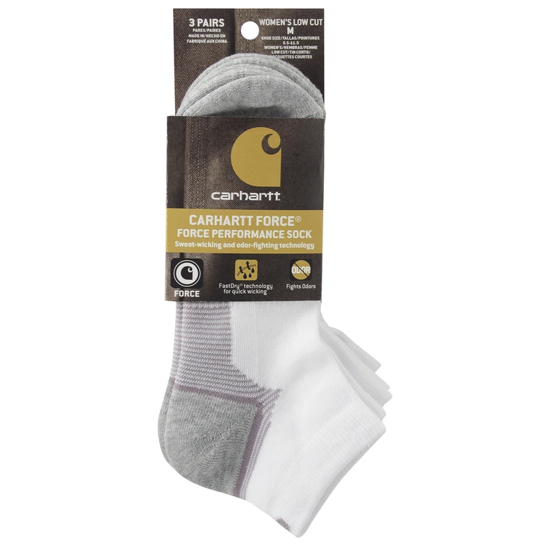 Carhartt Force Women's Performance M Low Cut Socks White