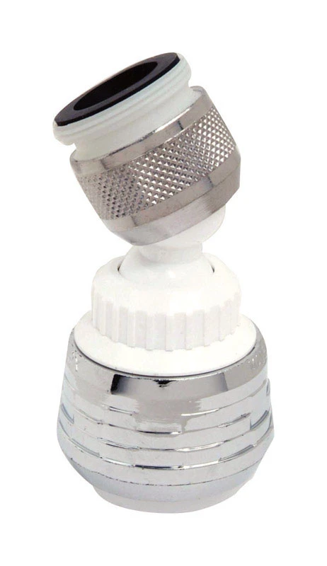Chrome Faucet Aerator with Double Swivel and Dual Thread 15/16 Inch and 55/64 Inch by 27 Thread