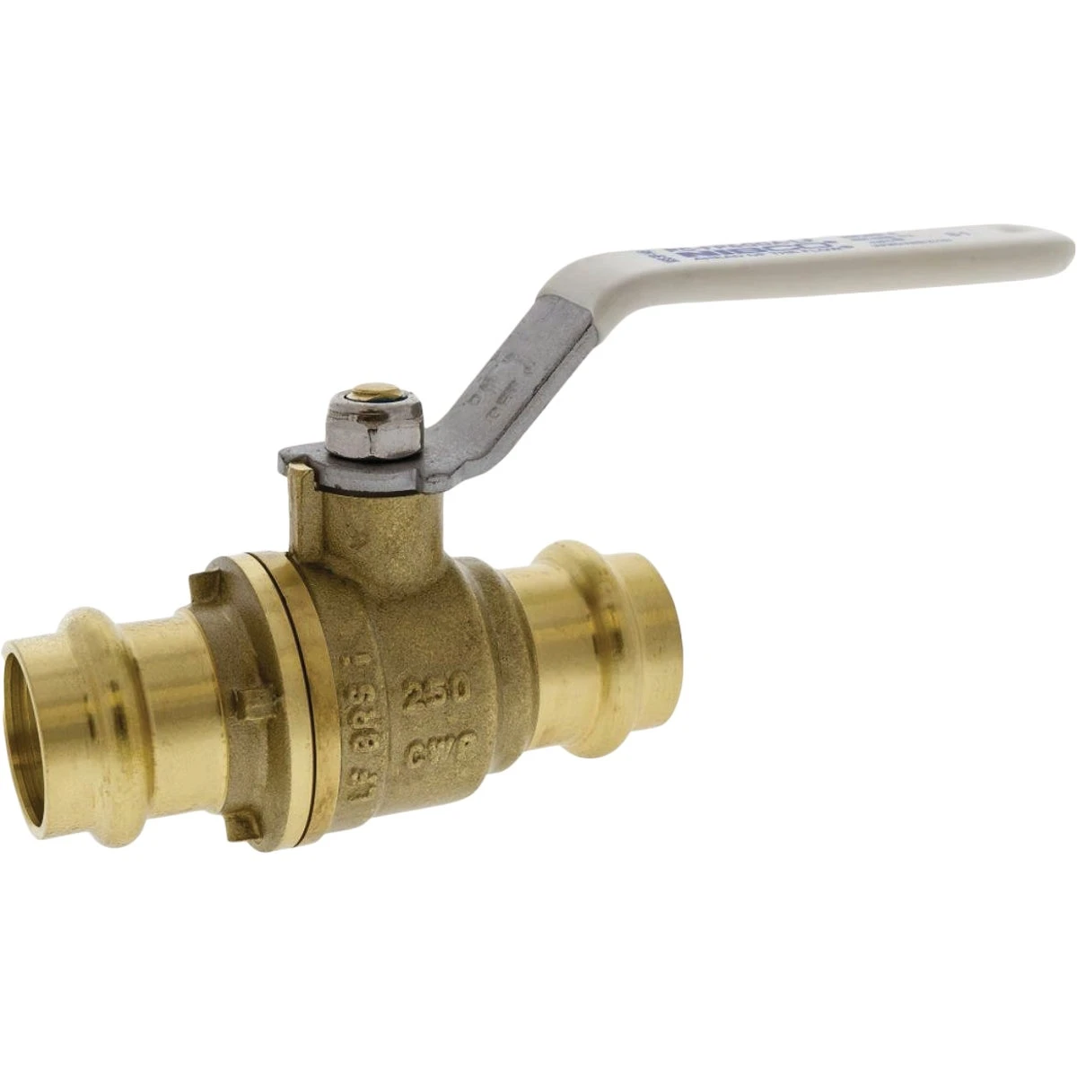 1/2 In. Brass Press Fit Ball Valve - Lead-free, Full Port, Push Connection