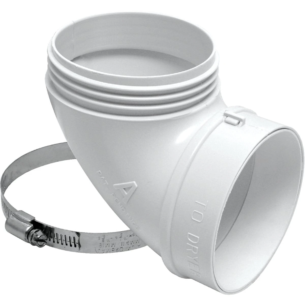 4 In. Abs White Plastic Quick Fit Dryer Exhaust Elbow With Clamp