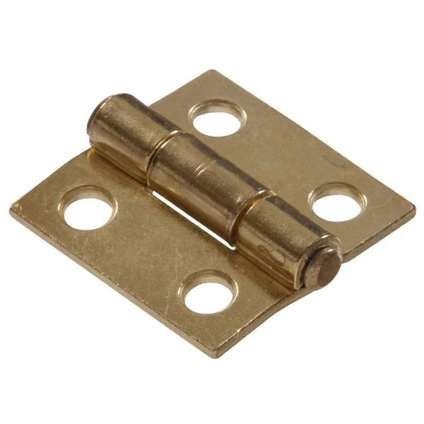 1-1/2" Light Narrow Hinge Fixed Pin, Brass Finish Hillman Door Hinges 851731