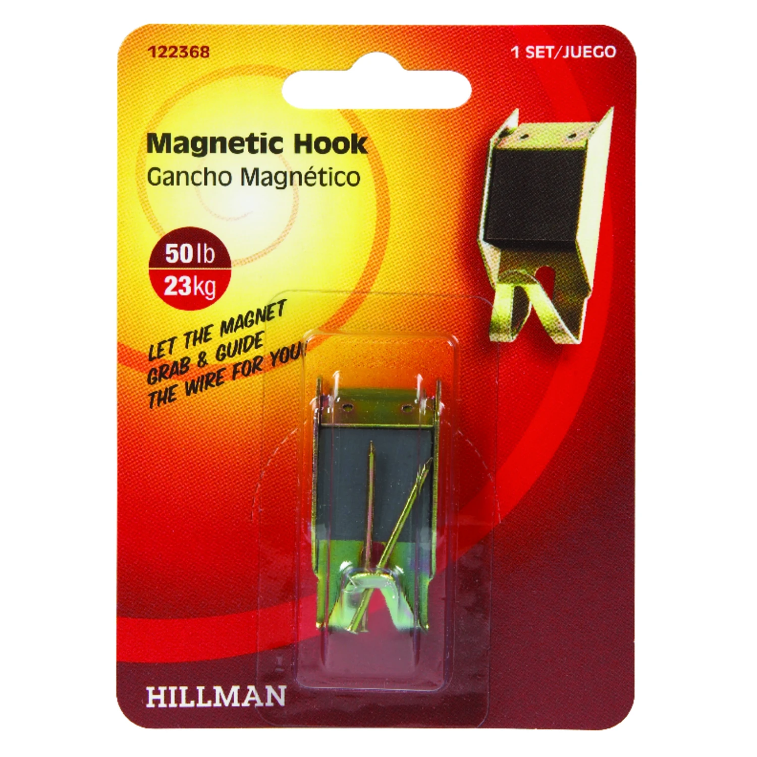 HILLMAN AnchorWire Brass-Plated Magnetic Picture Hanger 50 lb 1 pk