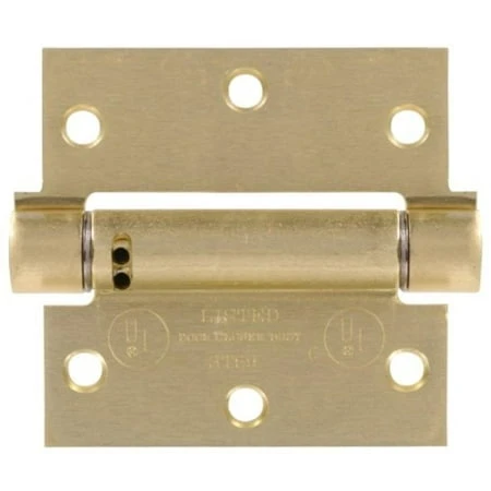 4 Adjustable Spring Hinge - Square Corner - Satin Brass Finish Hillman 852547