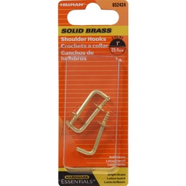 1 Solid Brass Shoulder Hook 3Pk Hillman Hooks and Eyes 852424 008236932492