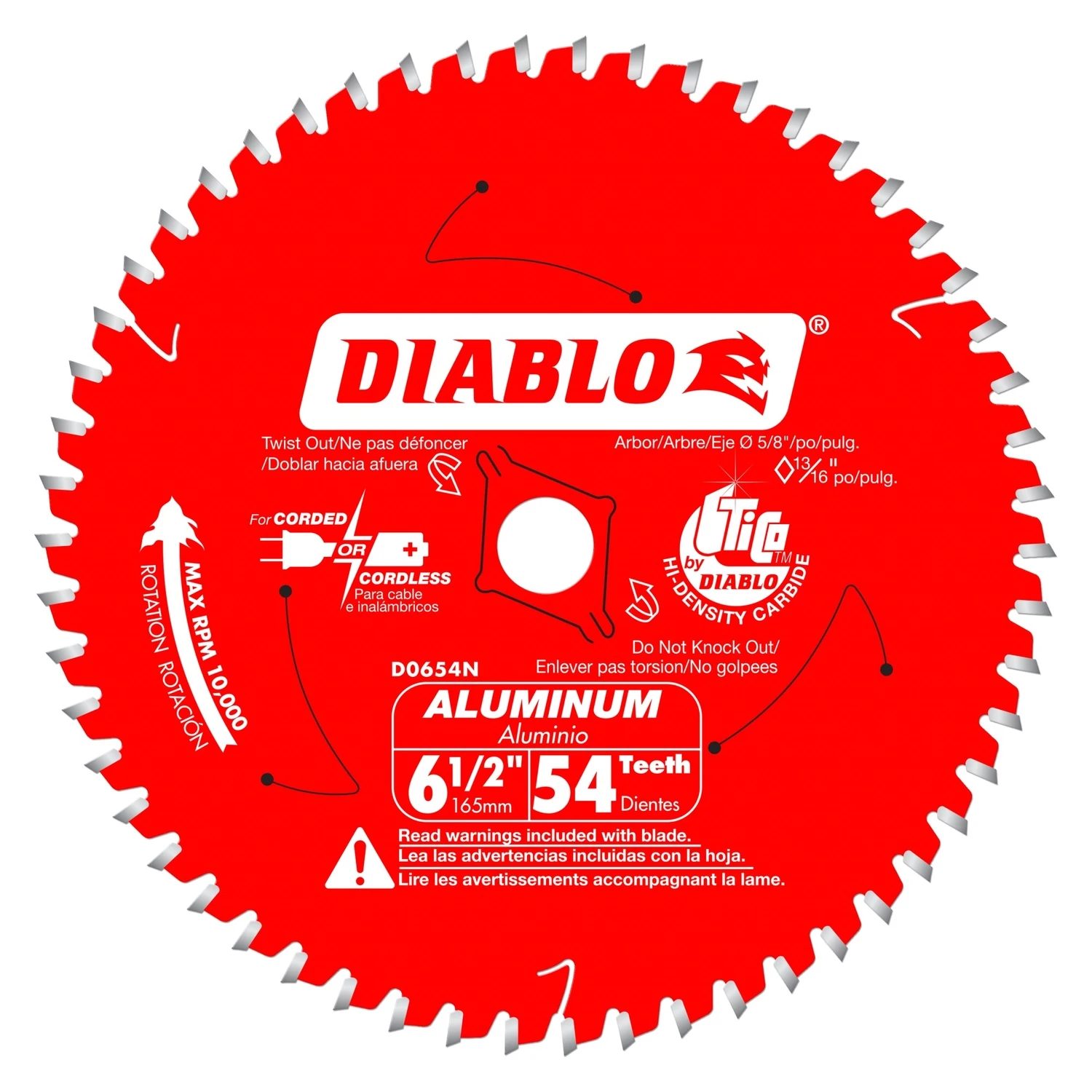 Diablo D0654NA 6-1/2 in. x 54 Tooth Medium Aluminum Cutting Saw Blade 2-Pack