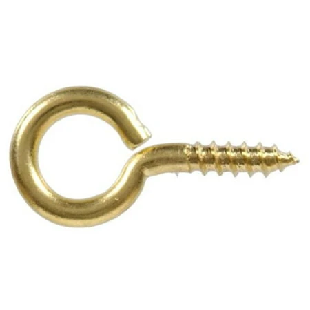 .106 X 1-11/16 Solid Brass Round Ceiling Type Screw Hook Hillman Hooks and Eyes