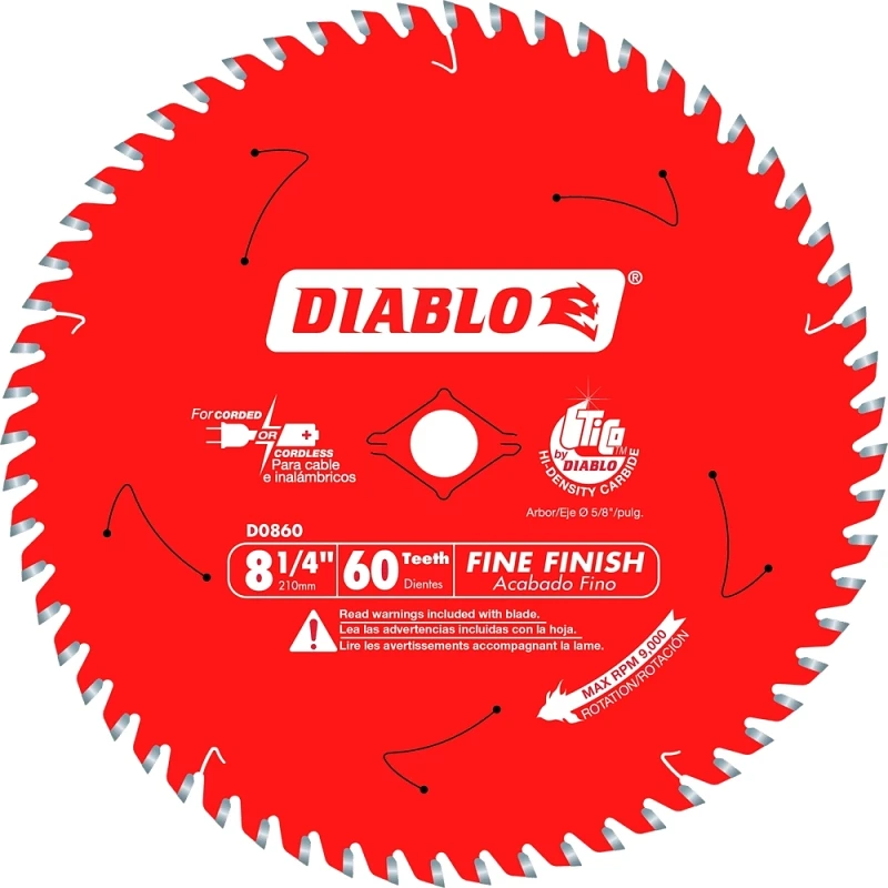 Finish Saw Blade 60 Tooth 8 and 1 Quarter Inch Diameter