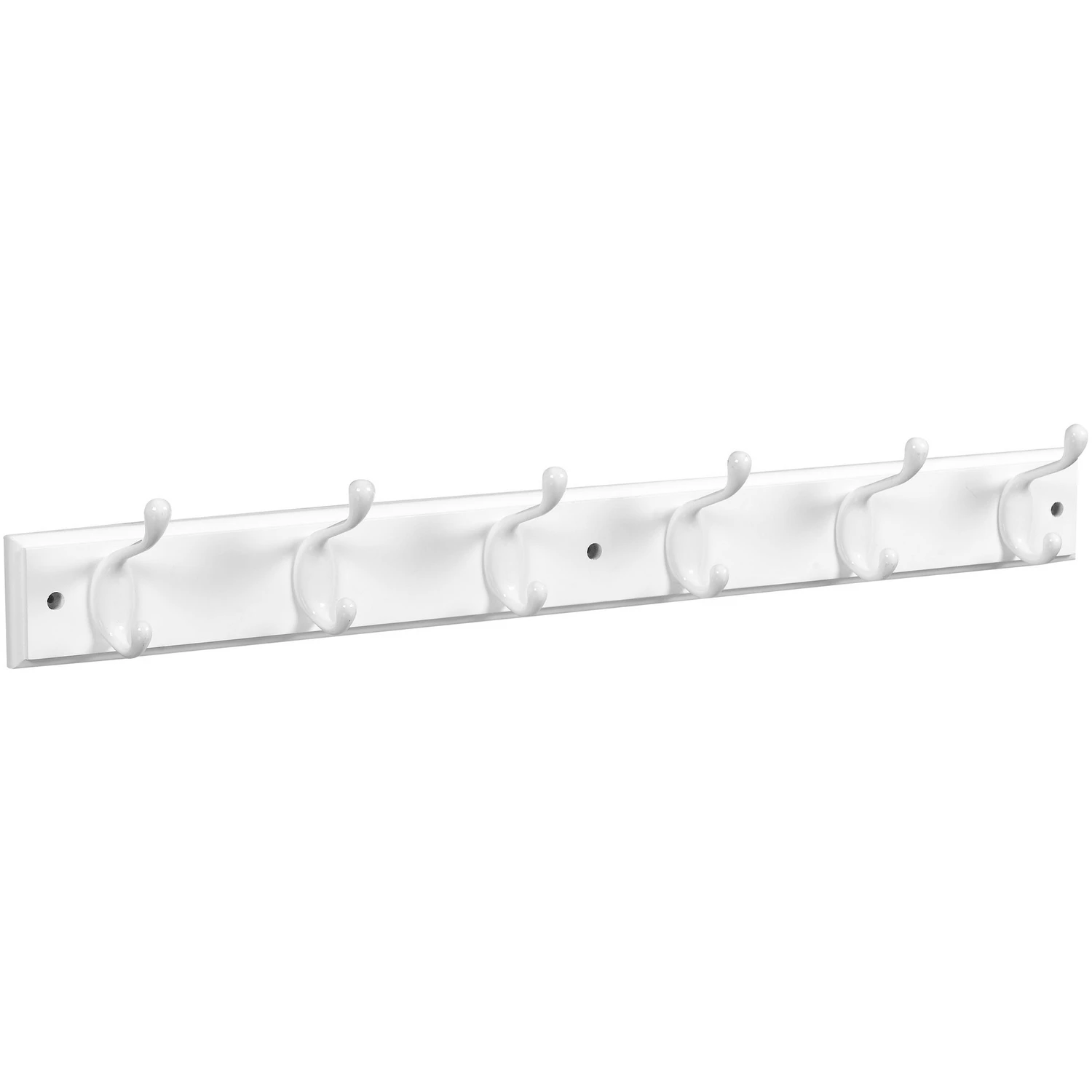 Hookrail, 6 White Hooks, 27 In. White Board