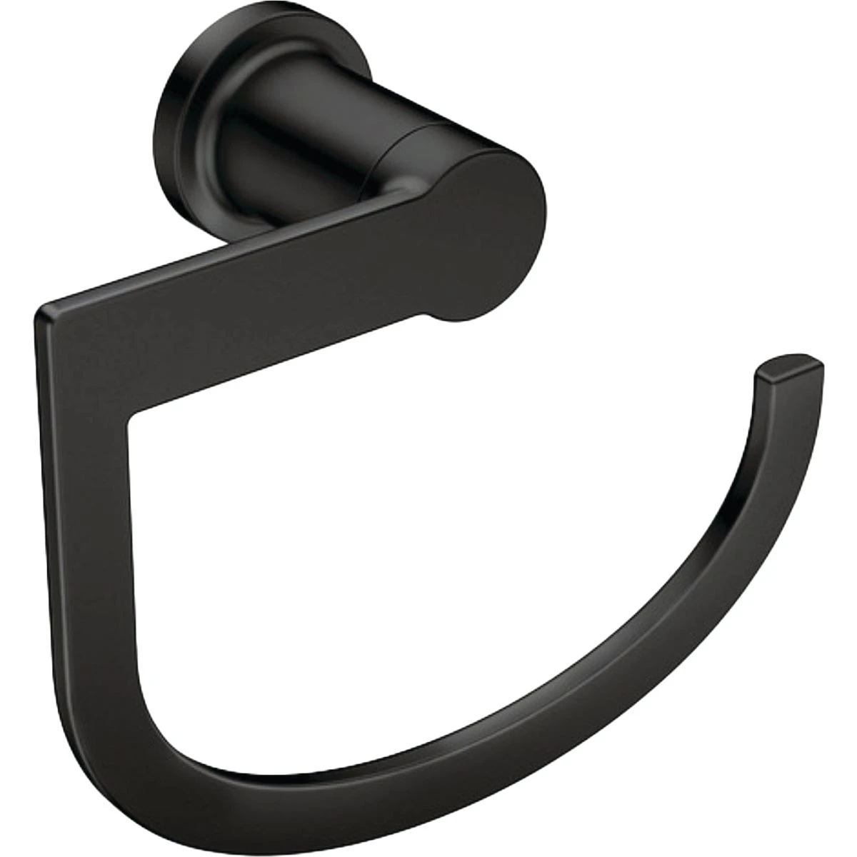 Rinza Matte Black Towel Ring, 6.63 In. Diameter, Zinc Construction, Model Y1186bl